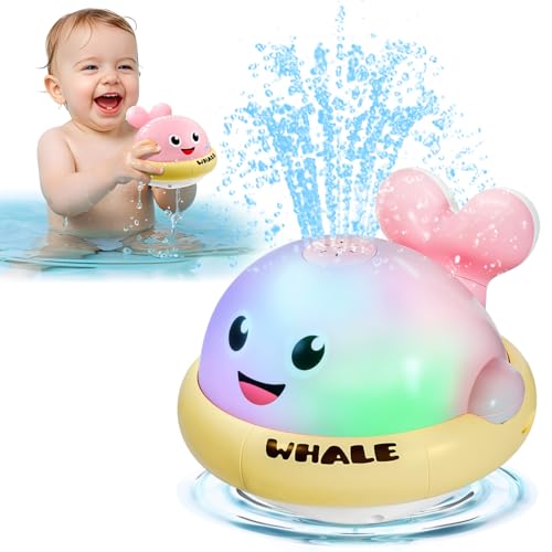 SEPHIX Light-Up Whale Bath Toy with Automatic Spray – Pink, BPA-Free, 120-Minute Water Fun