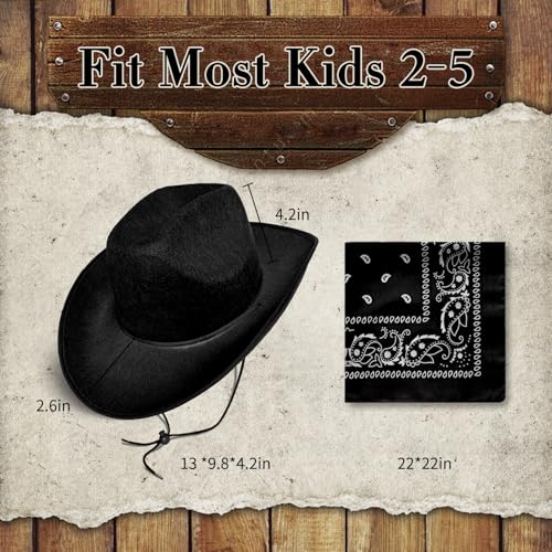 SeptCity Toddler Cowboy Hat & Blue Bandana Set – Ages 2-5, Western Dress-Up for Halloween & Parties