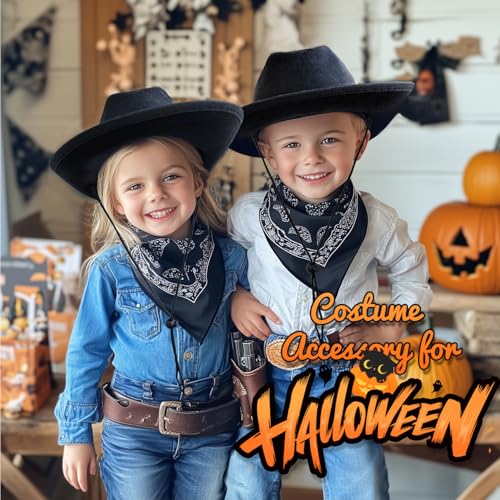 SeptCity Toddler Cowboy Hat & Blue Bandana Set – Ages 2-5, Western Dress-Up for Halloween & Parties