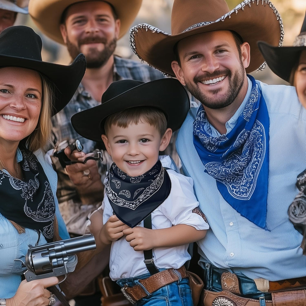 SeptCity Toddler Cowboy Hat & Blue Bandana Set – Ages 2-5, Western Dress-Up for Halloween & Parties