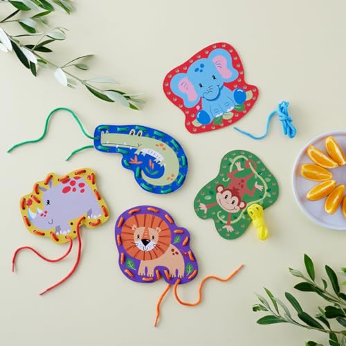 Serabeena Safari Animal Lacing Cards – Screen-Free Toy for Ages 3+