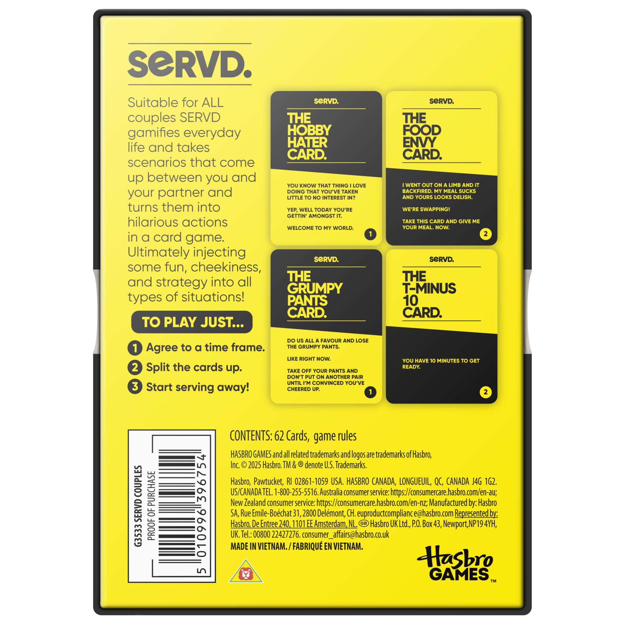 SERVD Couples Edition Card Game – Hilarious Real-Life Challenges for Partners, 62 Cards, Ages 17+