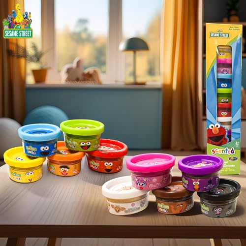 Sesame Street 10-Pack Dough Set – Elmo, Cookie Monster & More Character Molding Dough