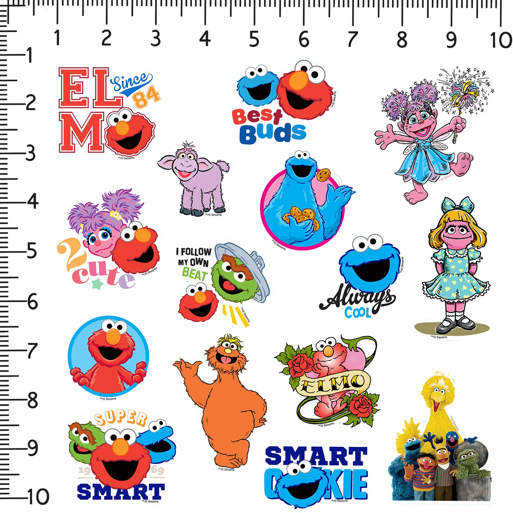 Sesame Street 50-Pack Vinyl Stickers – Elmo, Cookie Monster, Big Bird & More – Die-Cut Decals for Laptops, Water Bottles, and Scrapbooking