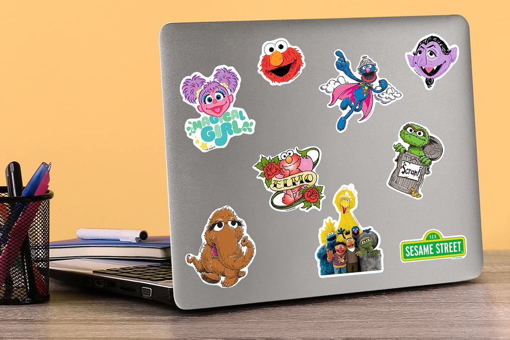 Sesame Street 50-Pack Vinyl Stickers – Elmo, Cookie Monster, Big Bird & More – Die-Cut Decals for Laptops, Water Bottles, and Scrapbooking