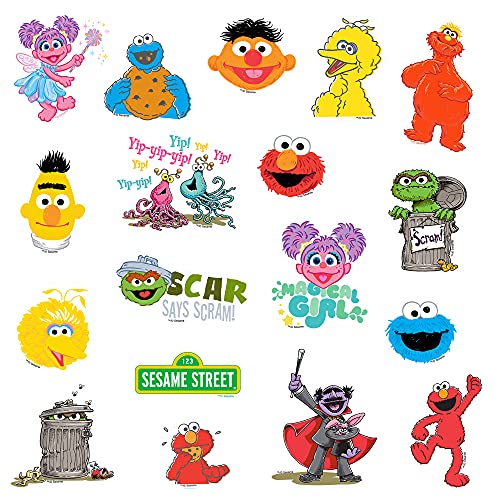 Sesame Street 50-Pack Vinyl Stickers – Elmo, Cookie Monster, Big Bird & More – Die-Cut Decals for Laptops, Water Bottles, and Scrapbooking