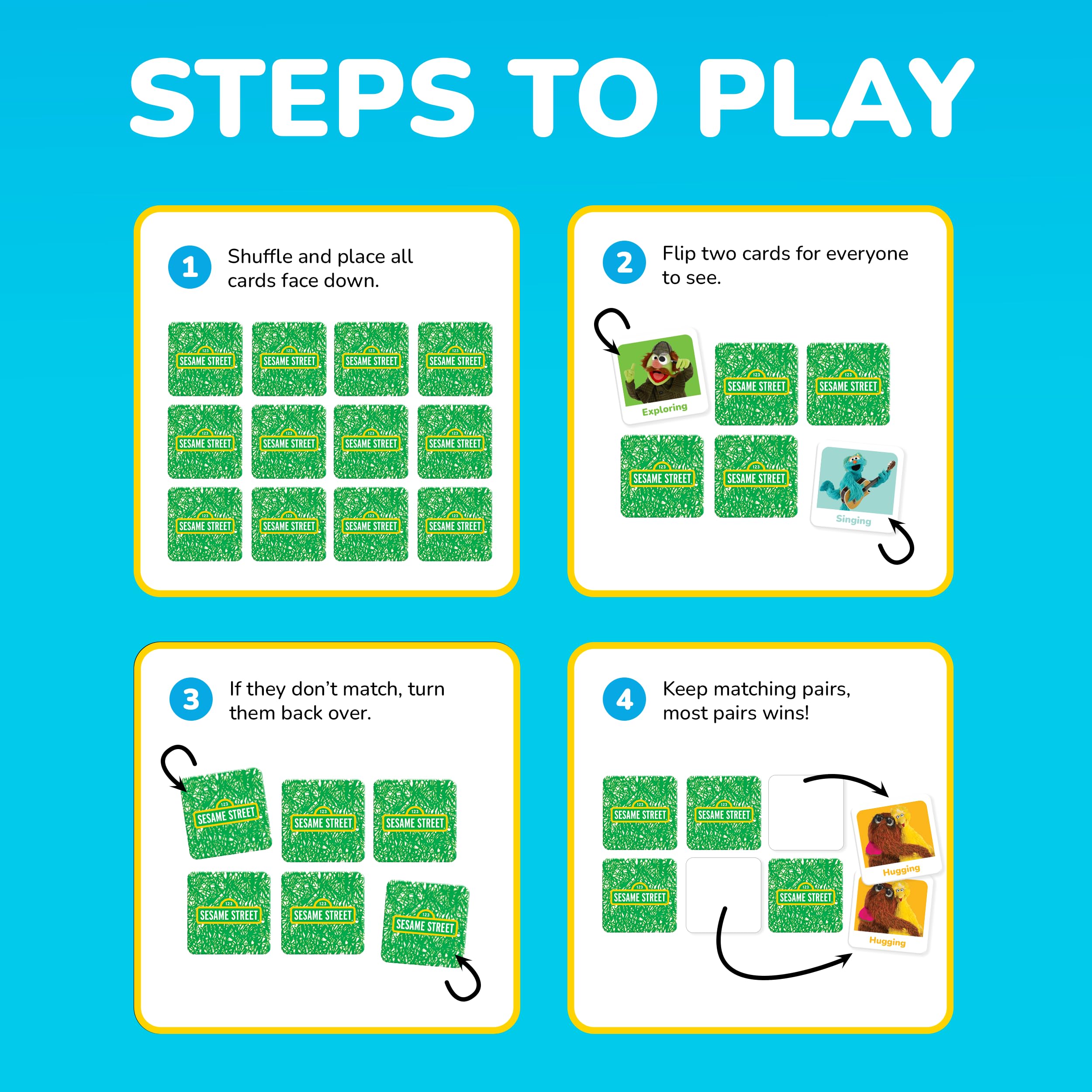 Sesame Street Matching Game by MasterPieces – Fun Memory Card Game for Kids Ages 3+