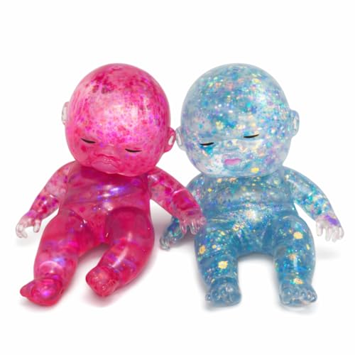 Set of 2 Glitter Baby Squishies - Slow Rising Stress Relief Fidget Toys, Soft Squeeze Desk Decor
