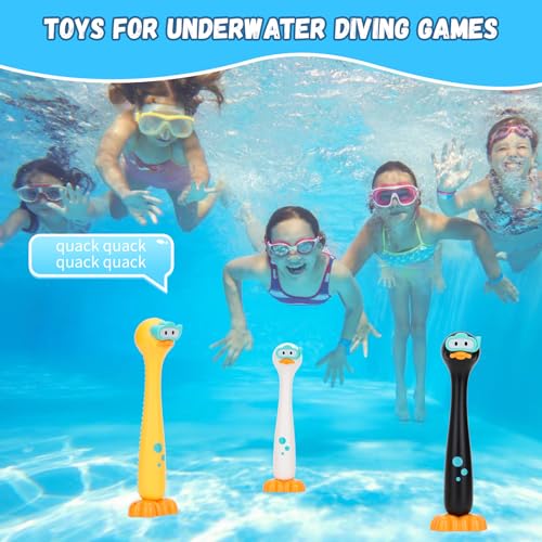Set of 3 Pool Diving Toys for Kids - DDZOOU Clown Duck Dive Sticks for Fun Swimming Games