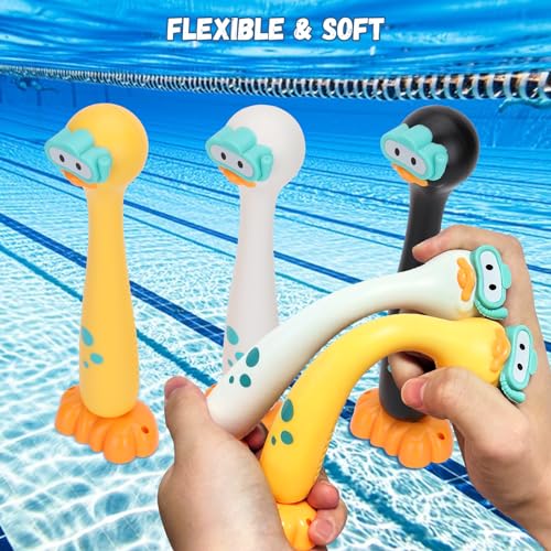 Set of 3 Pool Diving Toys for Kids - DDZOOU Clown Duck Dive Sticks for Fun Swimming Games