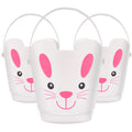 Set of 3 Zcaukya Easter Buckets – Plastic Bunny Baskets with Handles for Egg Hunts