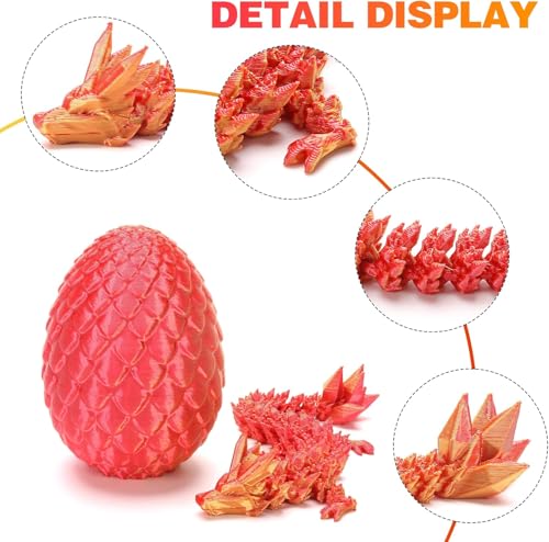 Set of 4 Mini 3D Printed Dragon Eggs with Articulated Dragons Inside – Fidget Toy Easter Basket Stuffers for Kids