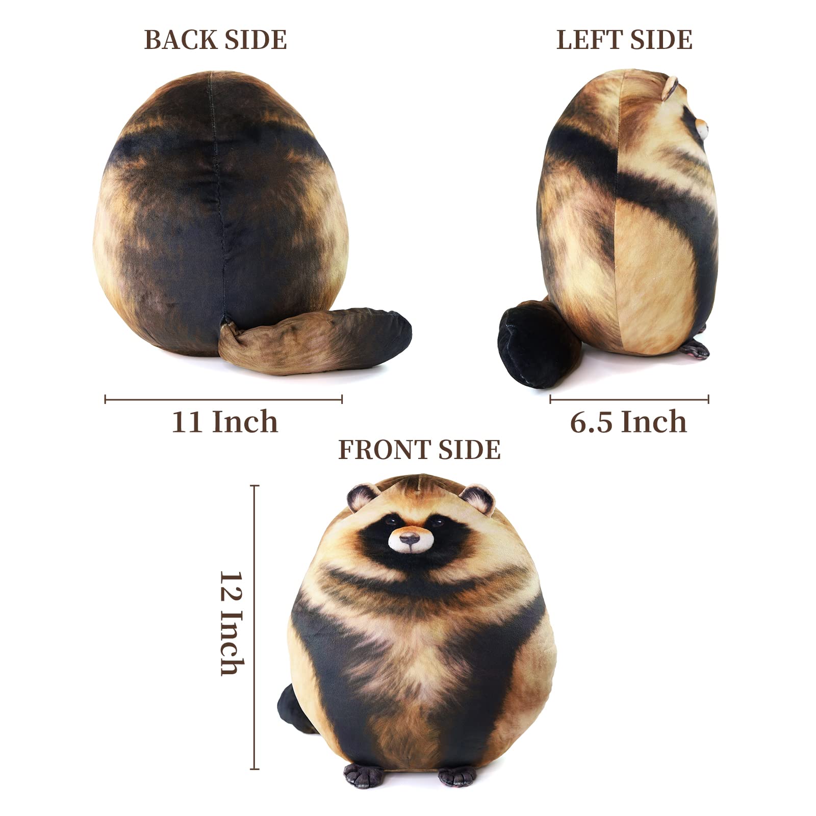 Sew Butiful 10-Inch Raccoon Plush – Soft Stuffed Animal Pillow, Cute Plushies for Kids & Adults