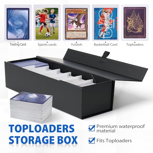 SFSOC Magnetic Storage Box for Toploaders – 200-Card Capacity, 5 Dividers, Reinforced Corners