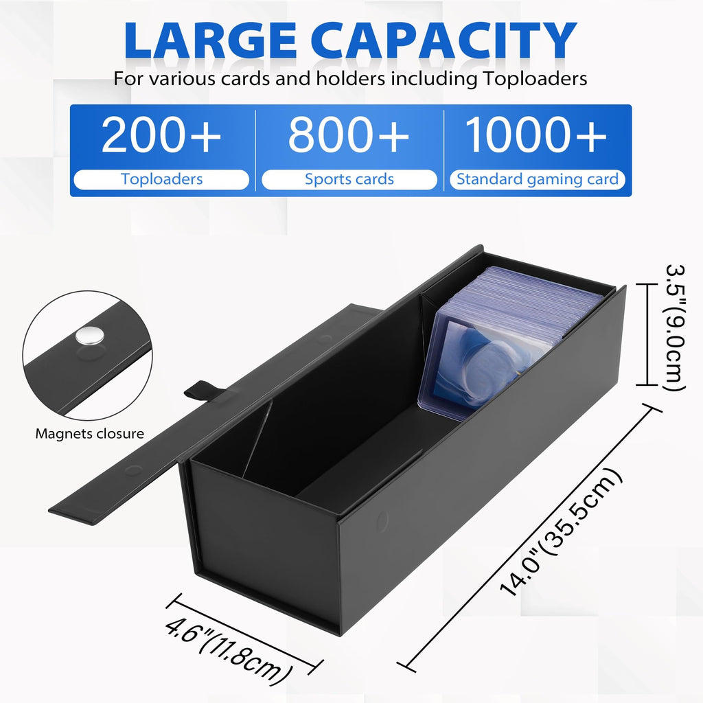 SFSOC Magnetic Storage Box for Toploaders – 200-Card Capacity, 5 Dividers, Reinforced Corners