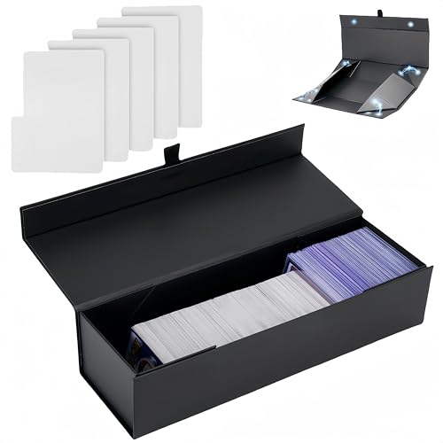 SFSOC Magnetic Storage Box for Toploaders – 200-Card Capacity, 5 Dividers, Reinforced Corners