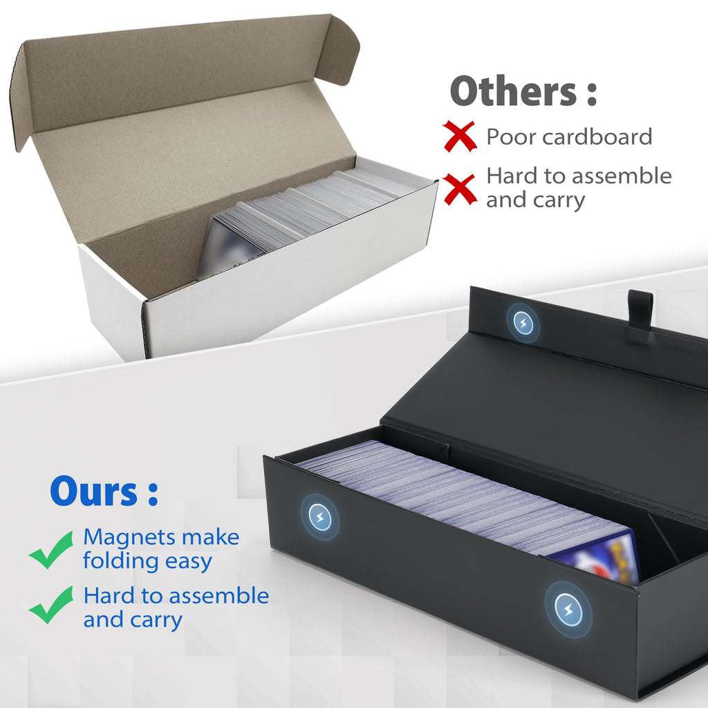 SFSOC Magnetic Trading Card Storage Box with Dividers - Holds 900+ Cards for TCG, Sports Cards