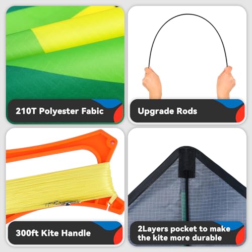 SGftre Delta Kite Set – 55 Inch Easy Launch Kite for Kids and Adults, Perfect for Beach and Park