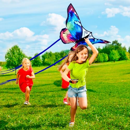 SGftre Sparkling Butterfly Kite - Easy to Fly for Kids and Adults, 140cm x 71cm Fiberglass Frame