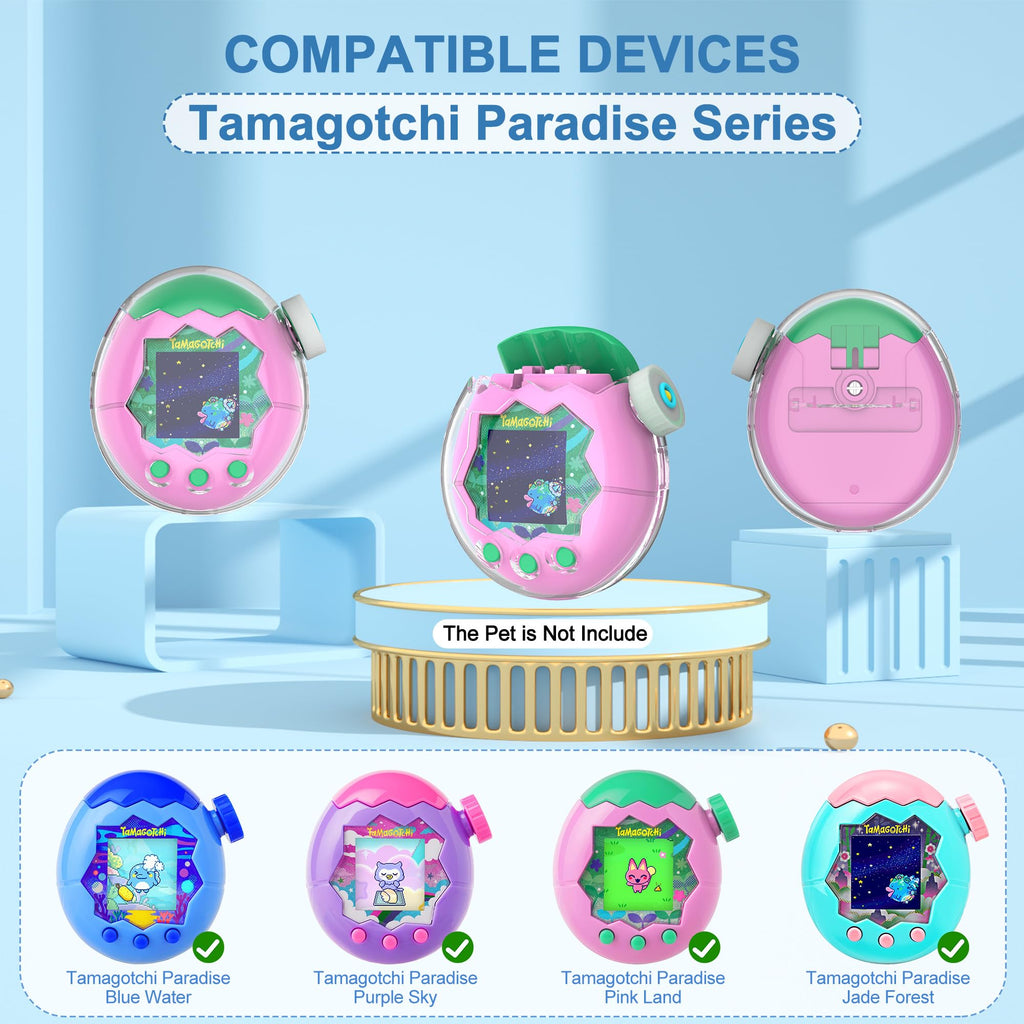SGHLDE Clear Protective Case for Tamagotchi Paradise - Flip Cover with Dial Guard & Neck Lanyard