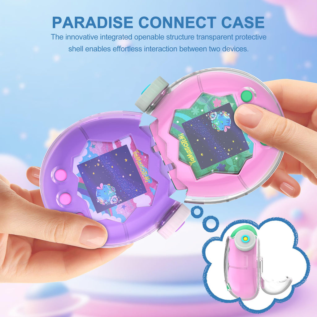 SGHLDE Clear Protective Case for Tamagotchi Paradise - Flip Cover with Dial Guard & Neck Lanyard