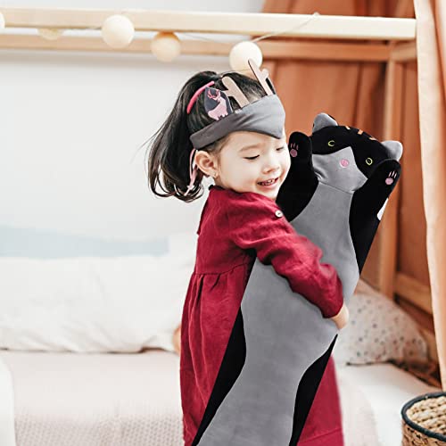 Shangman 50cm Black Plush Cat Doll – Soft Long Hugging Pillow for Kids & Girlfriend