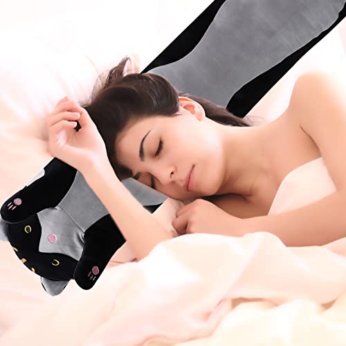 Shangman 50cm Black Plush Cat Doll – Soft Long Hugging Pillow for Kids & Girlfriend