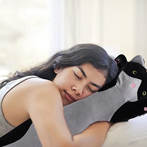 Shangman 50cm Black Plush Cat Doll – Soft Long Hugging Pillow for Kids & Girlfriend