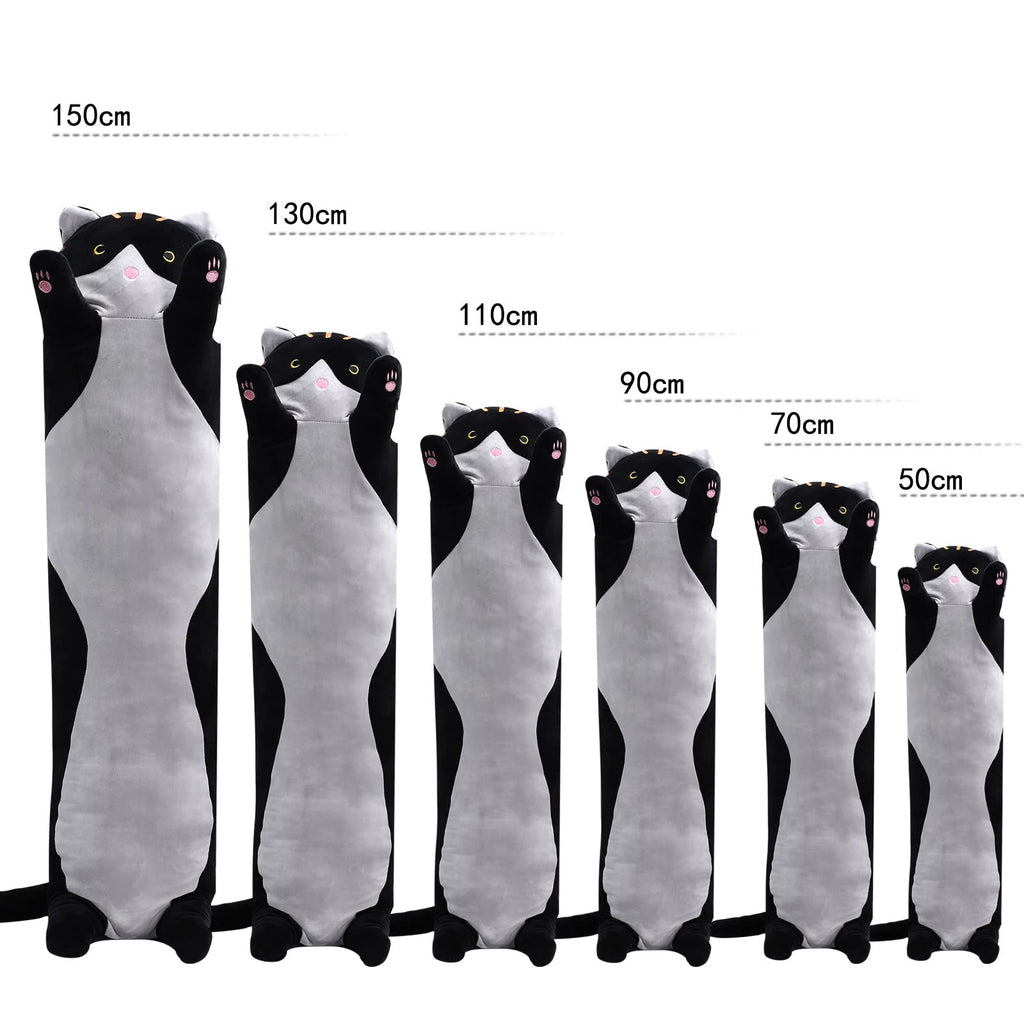 Shangman 50cm Black Plush Cat Doll – Soft Long Hugging Pillow for Kids & Girlfriend