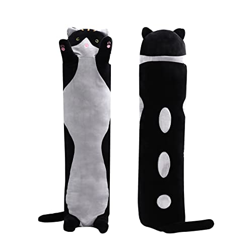 Shangman 50cm Black Plush Cat Doll – Soft Long Hugging Pillow for Kids & Girlfriend