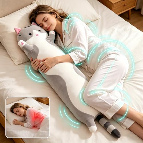 shangman Lovely Plush Cat Doll - Cute Stuffed Kitten Pillow, Soft Hugging Toy for Kids and Adults, Multiple Sizes (Grey, 50cm/19.6in)