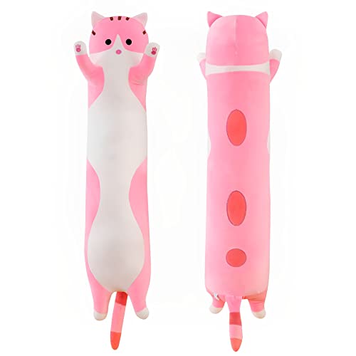 Shangman Lovely Plush Cat Hugging Pillow - Soft Stuffed Kitten Toy (Pink, Multiple Sizes)