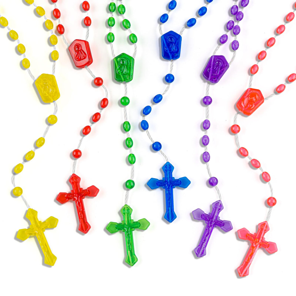 SHAOQINLIN 36-Pack Plastic Rosaries - 6 Assorted Colors, 17 Inch Catholic Prayer Beads