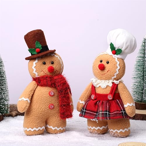 Shapeazy Gingerbread Plush Set – 11.8-Inch Stuffed Gingerbread Boy and Girl for Christmas Decor and Gifts