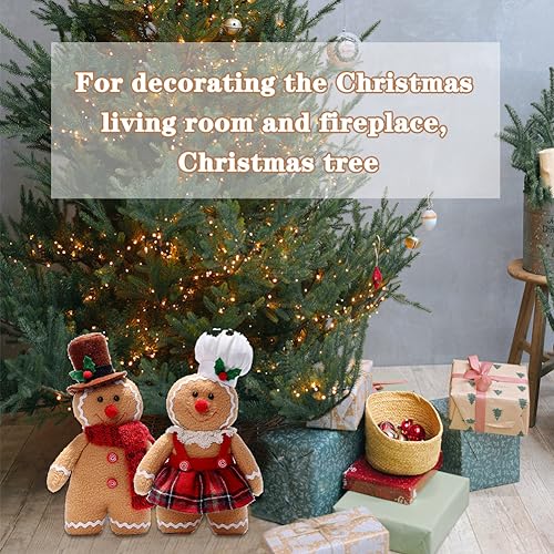 Shapeazy Gingerbread Plush Set – 11.8-Inch Stuffed Gingerbread Boy and Girl for Christmas Decor and Gifts