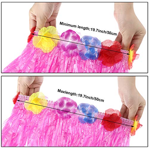 Shappy 2-Pack Hawaiian Hula Grass Skirt Costume Set for Kids - Luau Party Outfit with Lei Necklace, Headband, Bracelets (10 Pieces)