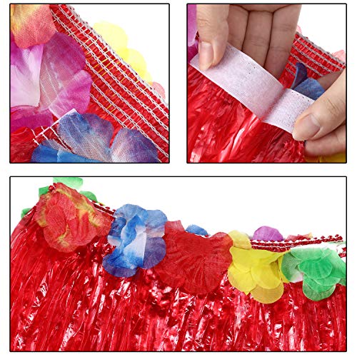 Shappy 2-Pack Hawaiian Hula Grass Skirt Costume Set for Kids - Luau Party Outfit with Lei Necklace, Headband, Bracelets (10 Pieces)