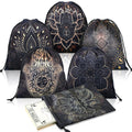 Shappy 6-Pack Velvet Drawstring Storage Bags - Assorted Patterns for Tarot Cards, Dice, Jewelry, 7.1 x 5.9 Inches