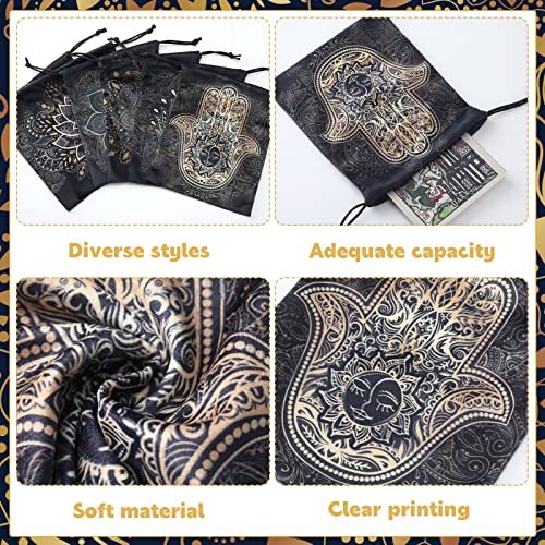 Shappy 6-Pack Velvet Drawstring Storage Bags - Assorted Patterns for Tarot Cards, Dice, Jewelry, 7.1 x 5.9 Inches