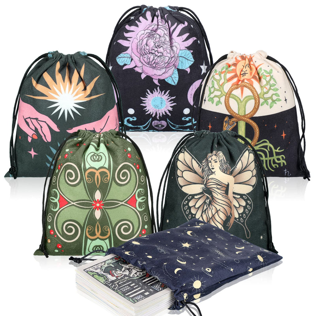Shappy 6-Piece Velvet Tarot Card Storage Bags – Drawstring Pouches, 7.1 x 5.9 Inches (Classic Style)