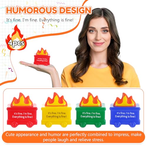 Shappy Dumpster Stress Relief Balls 4-Pack: Humorous PU Foam Fidget Toys for Anxiety