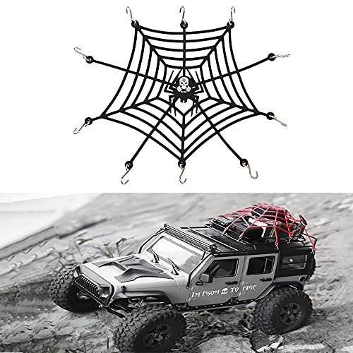 ShareGoo Black Rubber Roof Rack Luggage Net with Hooks for 1/10 RC Crawler and Truck
