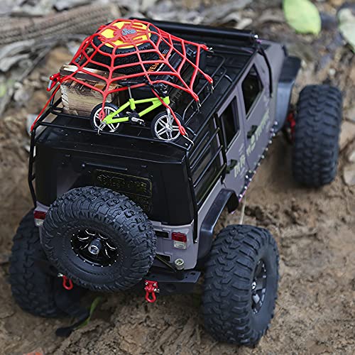 ShareGoo Black Rubber Roof Rack Luggage Net with Hooks for 1/10 RC Crawler and Truck