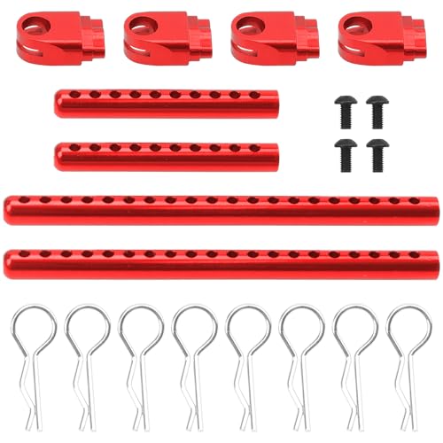 ShareGoo Metal RC Body Post Mounts for Tamiya TT02 (Red) - 45mm & 85mm Aluminium Alloy Upgrade