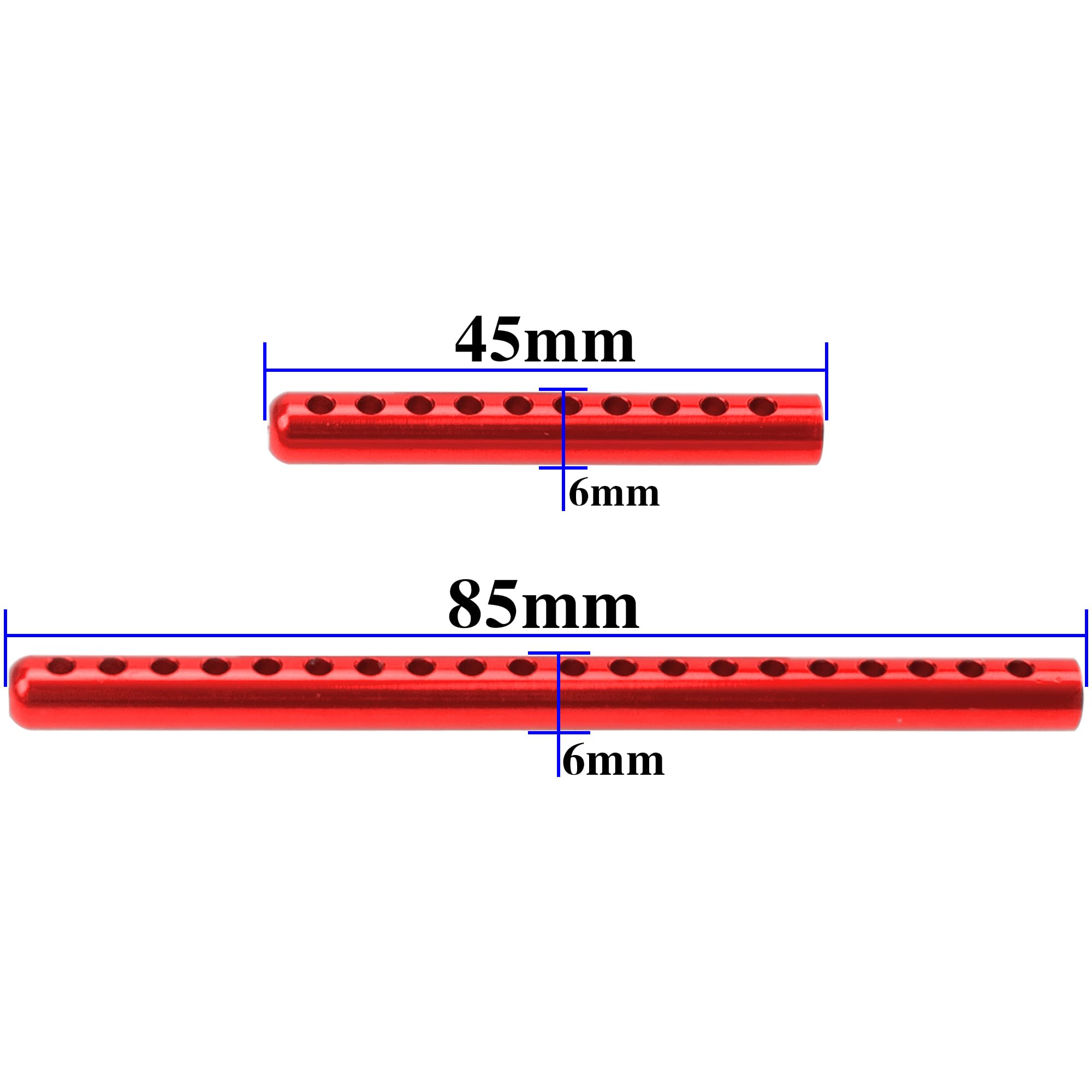 ShareGoo Metal RC Body Post Mounts for Tamiya TT02 (Red) - 45mm & 85mm Aluminium Alloy Upgrade
