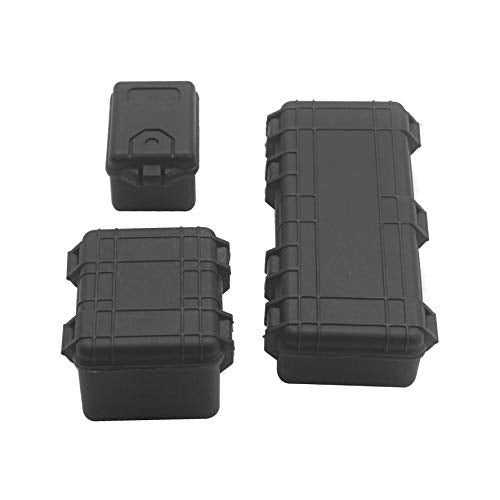 ShareGoo RC Luggage Case Set – 3-Piece Simulation Decoration & Storage for 1/10 Scale Rock Crawlers (Black)
