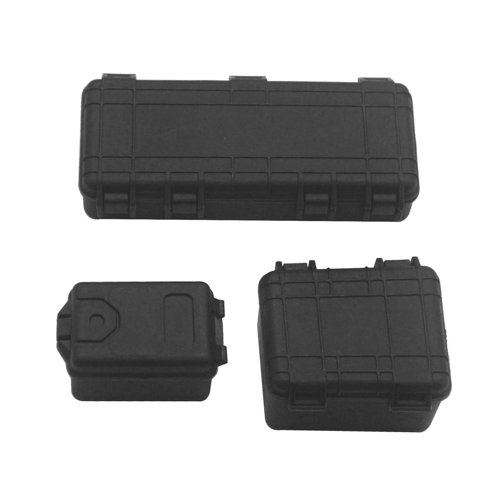 ShareGoo RC Luggage Case Set – 3-Piece Simulation Decoration & Storage for 1/10 Scale Rock Crawlers (Black)