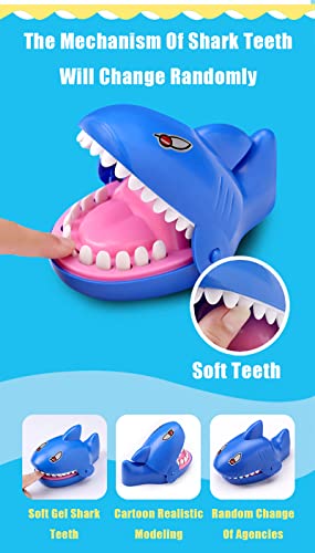 Shark Bite Game for Kids – Biting Finger Push Teeth Down Toy, Blue Shark by MAYTRBOU