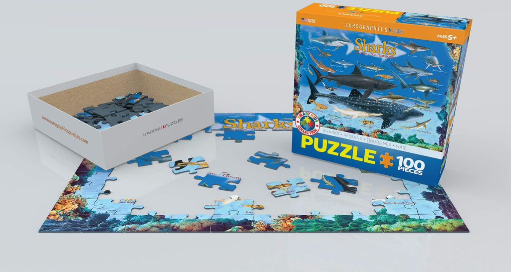 Sharks 100-Piece Jigsaw Puzzle – 13x19 Inches, Eco-Friendly, FSC Certified