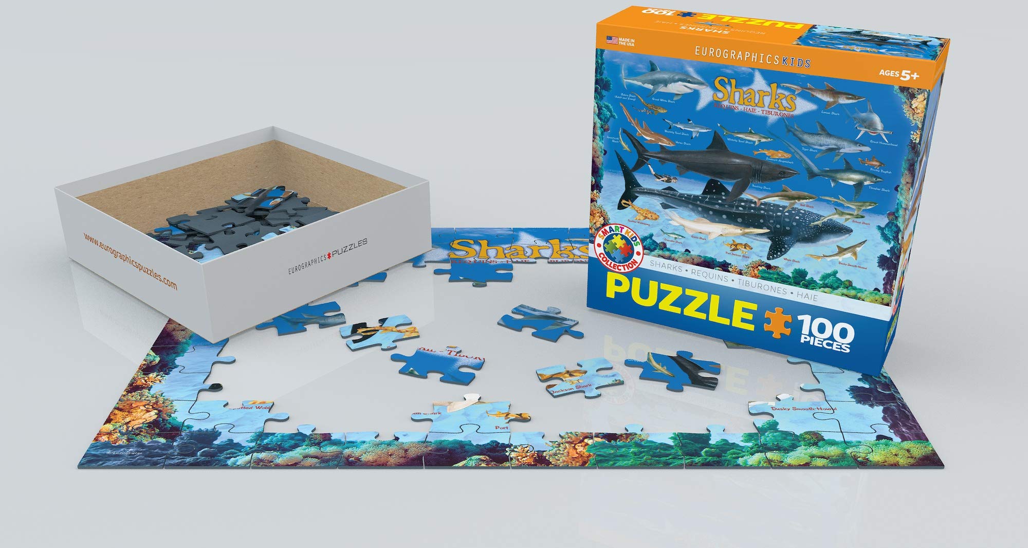 Sharks 100-Piece Jigsaw Puzzle – 13x19 Inches, Eco-Friendly, FSC Certified